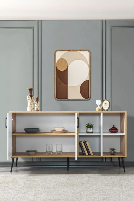 Hanah Home Şile 4611 Consola Roble Zafiro y Blanco